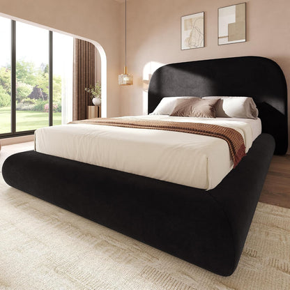 YITAHOME Queen Size Bed Frame, Curved Arched Soft Cloud Bed with Headboard