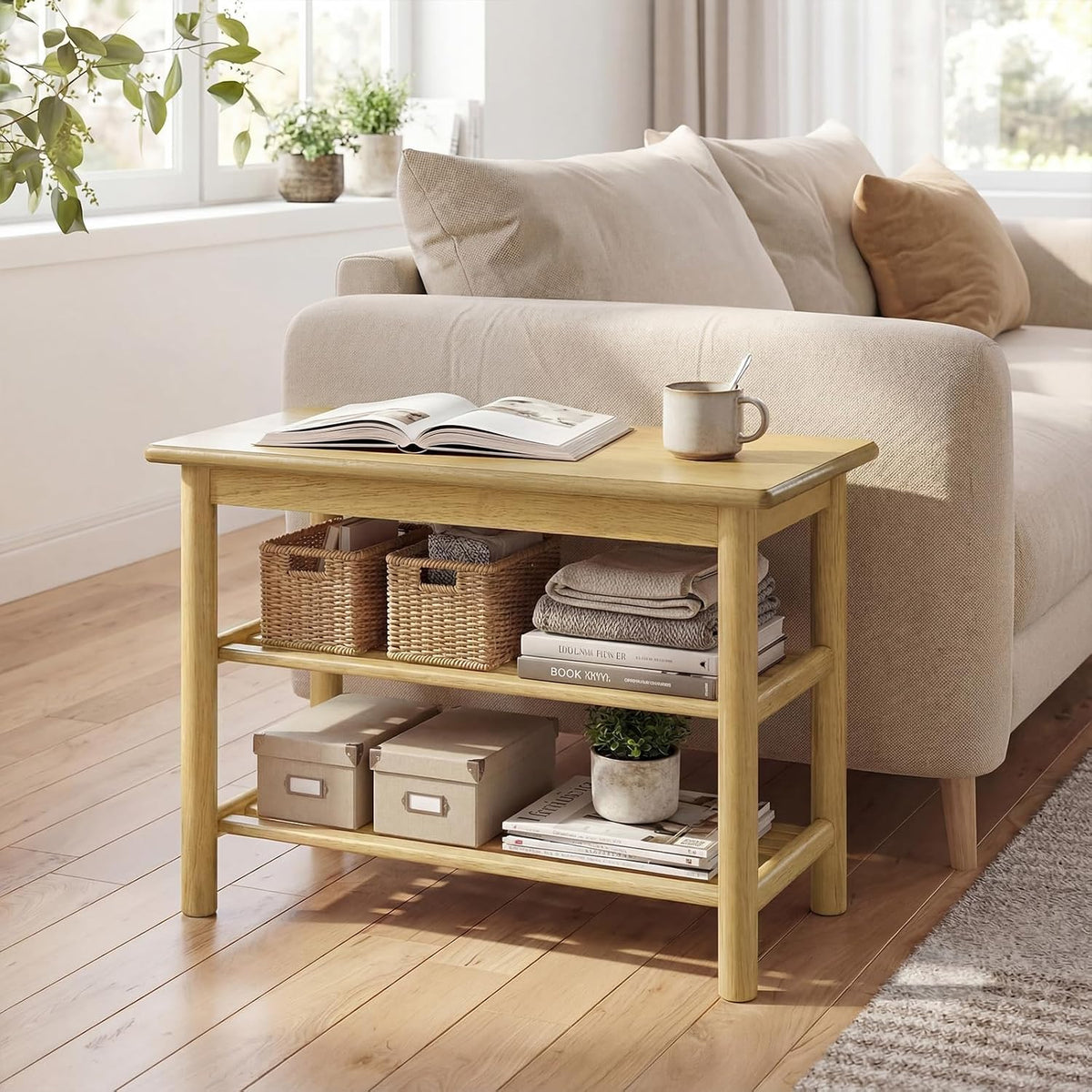 Giantex Shoe Rack Bench, 3-Tier Entryway Bench with Slat Shelves, Wooden Shoe Storage Organizer for Living Room, Front Door, Bedroom, Holds up to 485 lbs, 12 x 24 x 17 Inches