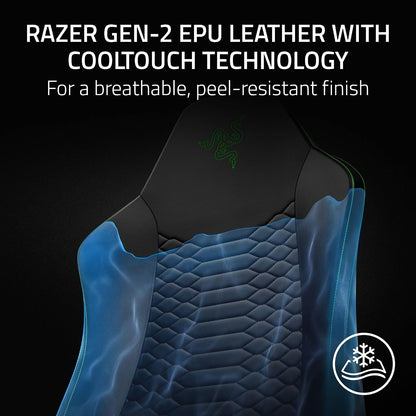 Razer Iskur V2 X NewGen Ergonomic Gaming Chair, Black/Green | Gen-2 EPU Leather with CoolTouch, Lumbar Support, Ultra-Wide Base, Foam Cushions, Adjustable 152 Degree Recline, 2D Armrests