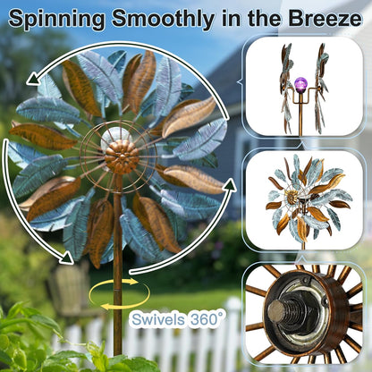 Solar Wind Spinners 87 Inch Extra Large Metal for Yard, Garden Decor Yard Art Windmills for Outdoor