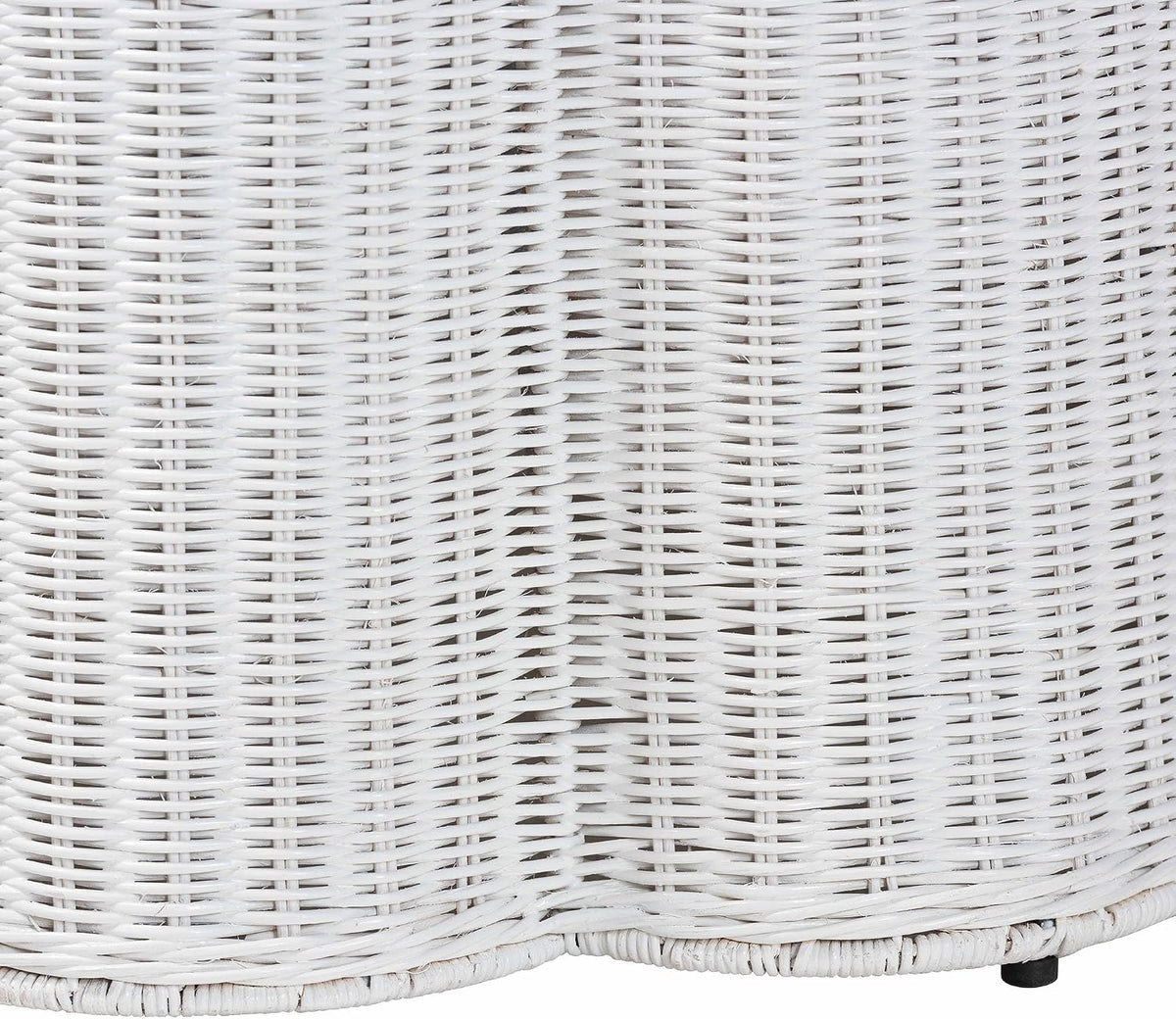 bali & pari Palm Bohemian White Scalloped Rattan End Table