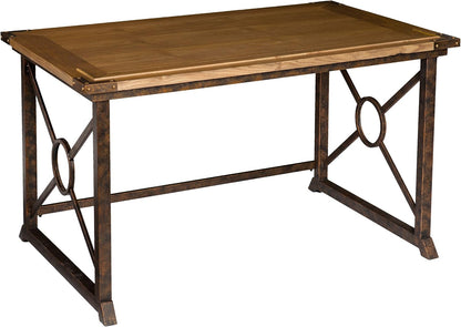 SEI FURNITURE Knightley Tilt Top Drafting Table - 51.5 inch Wide - Oak Wood Finish w/ Antique Brass, Brown