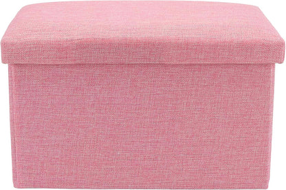 HOZEON 3 Pack 15.7 x 9.8 x 9.10 Inches Folding Storage Ottoman, Pink Rectangle Footrest Seat, Multifunctional Foot Stool for Living Room, Office, Traveling, Fishing, Camping