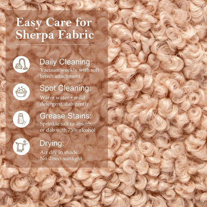 Zesthouse Square Pouf Ottomans Set of 2, Modern Vanity Chair for Bedroom | Sherpa Fabric Foot Rest for Couch, Upholstered Tufted Footstool, Poofy Ottoman Seat for Living Room Dorm, Fluffy Ottoman Tan