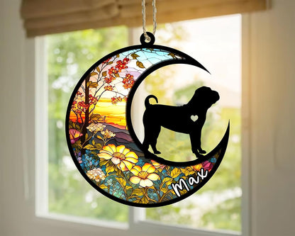 Personalized Dog Memorial, Custom Name Shar Pei Dog Christmas Ornament with Name, Custom Breeds, Pet Loss Light Catcher, Gifts for Lovers Loss of Pet Sympathy on Mothers Day Christmas