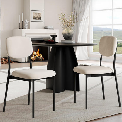 Einhomn Upholstered Dining Chairs Set, Modern Stackable Dining Room Chairs with Soft Velvet Backrest, Kitchen Chairs with Sturdy Metal Legs for Living Room, Restaurant, Set of 2,Cream Beige