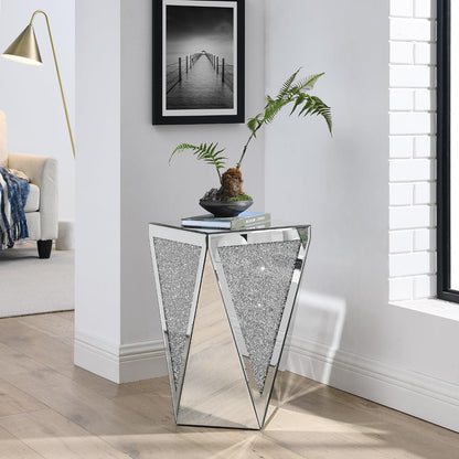 Crystal Mirrored Side Table, Living Room Side Table Sofa Couch Side Tables, Mid Century Modern End Table Accent Table, Small End Table Bedside Tables Mirrored Nightstand for Bedroom Corner