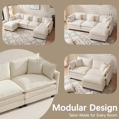 Oversized Loveseat Sofa, 70" Sectional Cloud Couch, 2 Seat Modern Comfy Sofa Chenille Deep Seat Couches with 2 Pillows, for Small Apartment, Living Room (Beige 70" Loveseat)