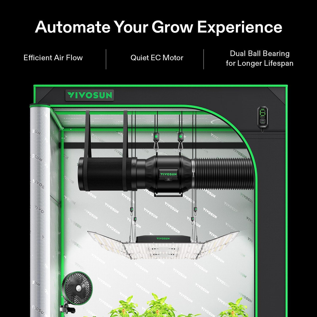 VIVOSUN Smart Air Filtration T6 Kit 6", AeroZesh T6 Inline Duct Fan with E12 Speed Controller, Carbon Filter & 8' Ducting, Cooling & Ventilation System for Grow Tents, Indoor Gardening, Hydroponics