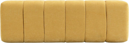 Merax 50" Upholstered Chenille Dining Bench Entryway End of Bed Ottoman Bench for Living Room Bedroom Dining Room, Wood Leg, Bear 300 LBS, No-Assembly (Yellow)