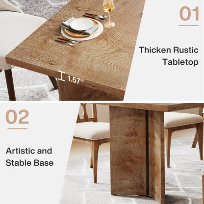 Tribesigns 63-inch Dining Table for 4-6, Farmhouse Kitchen Table with Large Tabletop, Rectangular Dinner Eating Table for Dining Room, Living Room, Kitchen, Light Oak Brown