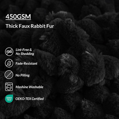 XeGe Luxury Bubble Fluffy Faux Rabbit Fur Bean Bag Cover(No Filler), Black | No-Shed, Non-Slip, Washable, Shaggy Stuffed Animal Storage Beanbag Cover for Bedroom Living Room Dorm Playroom Reading Nook