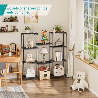 SINGAYE Metal Shelves Wire Shelving：Storage Rack Standing Units Shelf for Kitchen Laundry Bathroom Closet Organizers Pantry Narrow Mesh Adjustable 10" D x 16" W x 55" H Black