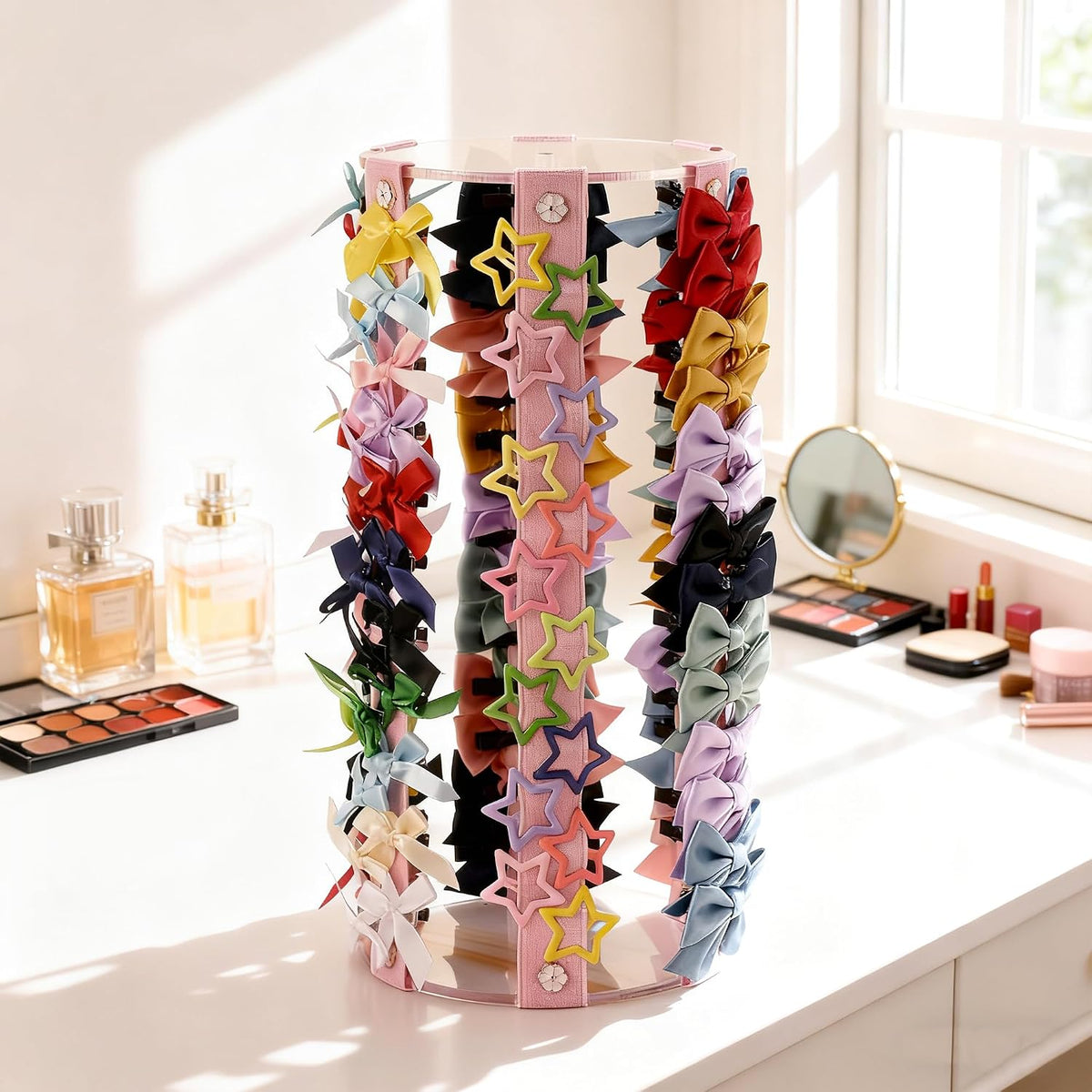 Bow Organizer for Girls - Large Capacity Hair Clip Organizer, Effortless Hair Bow Holder for Home Dresser, Perfect for Gifting, Essential Storage Solution for Girls