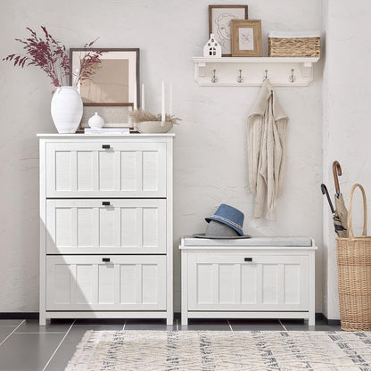 Haotian Farmhouse Shoe Storage Bench with Cushion