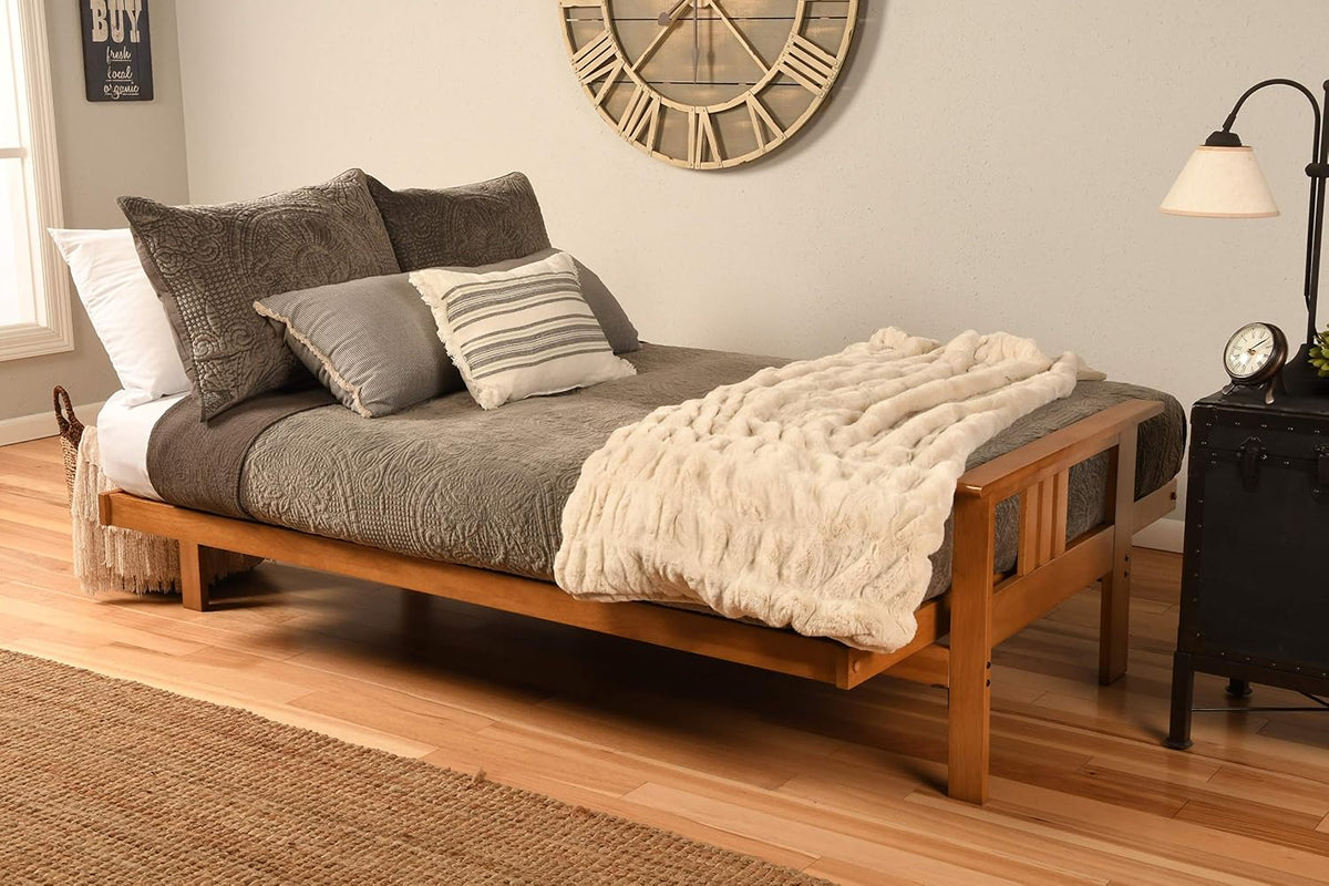 Kodiak Furniture Monterey Queen Size Futon Set in Butternut Finish, Suede Peat