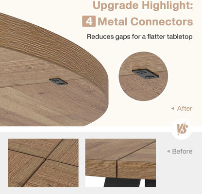 Tribesigns 47 inch Round Dining Table Wood Kitchen Table for Dining Room, 47" Dinner Room Tables for 4-6, Farmhouse Accent Furniture with Wooden Tabletop and Cross Base, Brown+Black