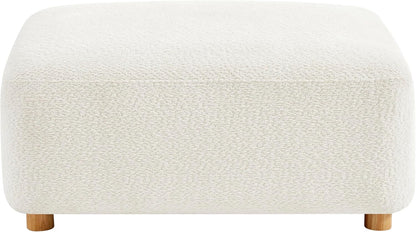 Modern Sherpa Boucle Ottoman, Comfy Modular Cloud Couch Ottoman, Apartment, Cream White