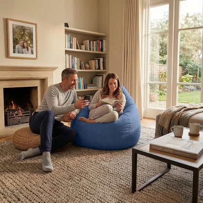 Gouchee Home Easy Collection Bean Bag Chair for Kids and Adults - Ink - Beanbag Couch for Indoor Living Spaces - Cozy Chair, Stylish, and Comfy Lazy Sofa Chair for Reading, Gaming, and More