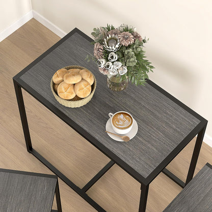 HOMCOM Dining Table Set for 2 for Small Space Room Grey | Kitchen Table and Chairs, Industrial Dining Set, Breakfast Nook