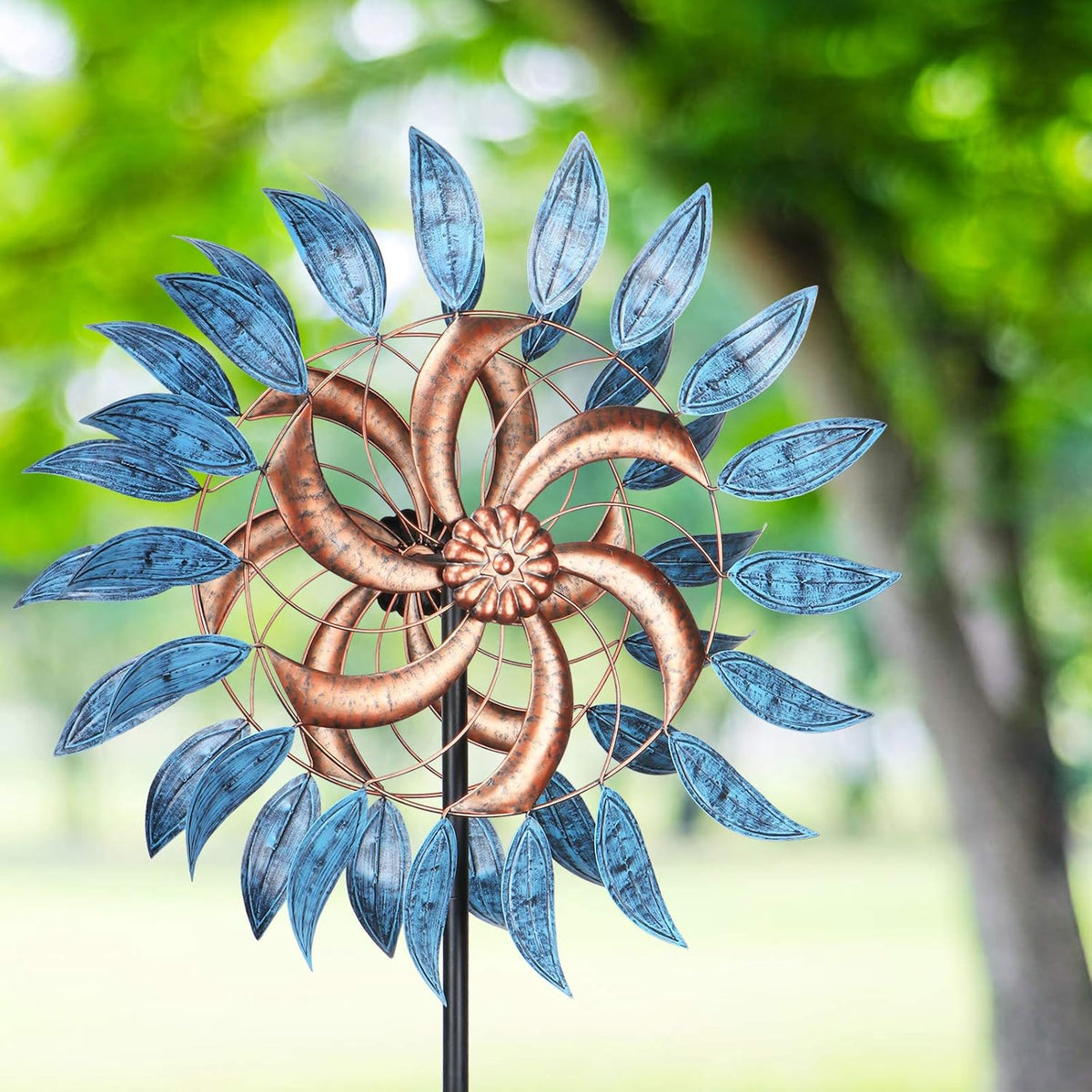 WONDER GARDEN Wind Spinner - 6.2FT Large Wind Sculpture Wind Spinner Metal Windmills for Patio Lawn and Garden Outdoor Decorations