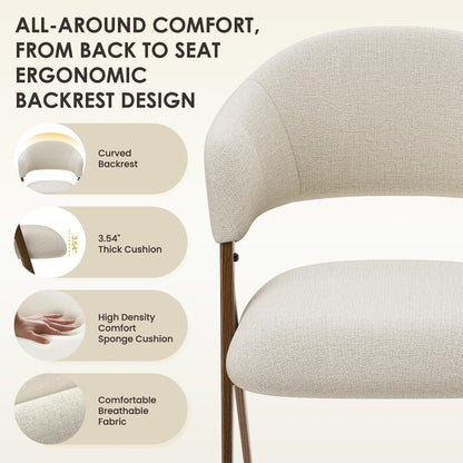 COLAMY Dining Chairs Set of 4, Modern Upholstered Dining Room Kitchen Chairs with Iron Legs, Open Back and Padded Seat, for Living Room/Restaurant/Cafe, Beige