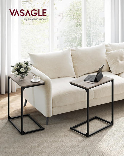 VASAGLE C Shape End Table, Small Coffee Table For Couch Or Sofa, Industrial Side Table In Living Room, Bedroom, 13.8 x 21.7 x 26 Inches, Greige and Classic Black ULNT052B02 | TV Tray, Small Coffee Table in Living Room, Bedroom, 13.8 x 21.7 x 26 Inches