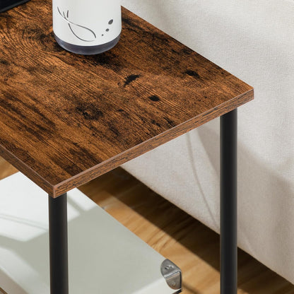 HOOBRO Side Table with Charging Station, Set of 2 End Tables with USB Port and Outlets, Nightstand with 2-Layer Storage Shelves for Small Spaces, Living Room, Bedroom, Rustic Brown BF09UBZP201