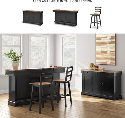 Signature Design by Ashley Wildenauer Buffet Cabinet, Modern Farmhouse Two-Tone Design, Hardwood Solids, Mango Wood Veneer and MDF Substrate, Sideboard Storage for Dining Rooms, Black & Brown, 59" W