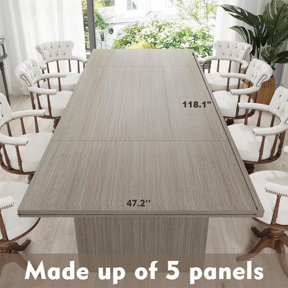 MOUMON 118 inch Kitchen Dining Table for 8-10, Wood Rectangular Kitchen Table, Large Long Dining Table with Wooden Frame, No Chairs, for Dining Room Grey (118.1”W x 47.2”D x 29.5”H)