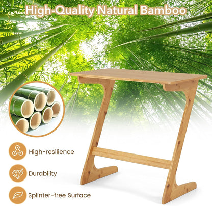 GOFLAME Bamboo TV Tray Table, Z Shaped Sofa Side Table for Laptops, Snacks & Drinks, Modern TV Dinner Tray, TV Dinning Tables, Small End Tables for Living Room, Bedroom, Natural