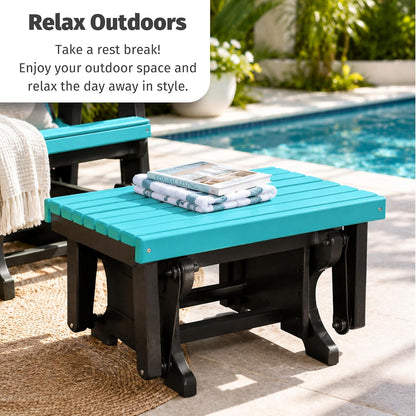 DutchCrafters Ottoman – Amish Made, HDPE Outdoor, Weather Resistant Patio Footrest Furniture for Porch, Deck & Backyard Relaxation, Weatherwood & Black