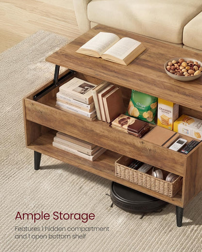 VASAGLE Lift Top Coffee Table with Hidden Storage, Gas Spring