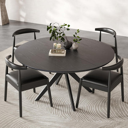 Round Dining Table for 4, Kitchen Table with Intersecting Pedestal Base, for Dining Room, Living Room,Kitchen (Black)