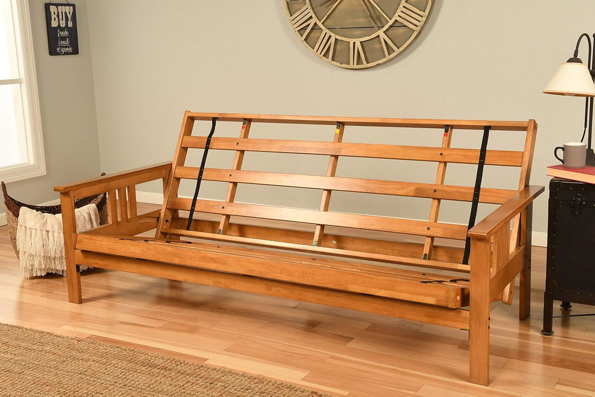 Kodiak Furniture Monterey Queen-size Futon, Butternut Finish with Suede Gray Mattress