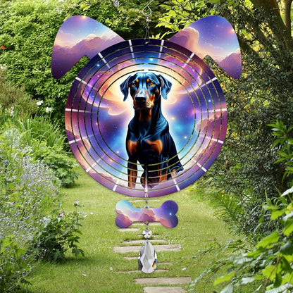 Doberman Dog Ears Wind Spinner, Doberman Wind Spinner Hanging for Yard and Garden (Doberman)