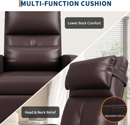 GarveeHome Power Recliner Chair - Heat and Massage, Adjustable Electric Recliner Ergonomic PU Leather Single Sofa, Tall Back, Padded Seat, Home Theater Seating for Living Room