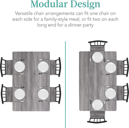 Best Choice Products 5-Piece Metal and Wood Indoor Modern Rectangular Dining Table Furniture Set for Kitchen, Dining Room, Dinette, Breakfast Nook w/ 4 Chairs - Gray