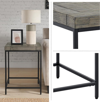 Alaterre Furniture End Table - Industrial Modern Side Table with Wood Top and Metal Frame - Table for Living Room, Bedroom, Hallway, or Dorm Room (Gray)