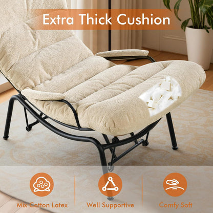 HOOOWOOO Cozy Rocking Chair,Chaise Lounge Chair Indoor,Accent Chair with Ottoman for Bedroom,Living Room,Office(Cloud Velvet Beige)