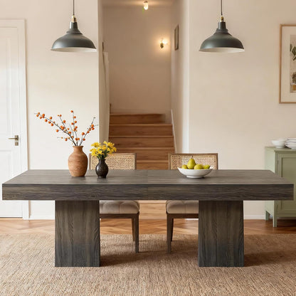 GarveeHome Square Dining Table for 4, 31.5'' Small Kitchen Table with Pedestal Base, Farmhouse Dinner Tables for Kitchen, Dining Room, Living Room, Cafe, Apartment, Small Spaces (Grey-Black)