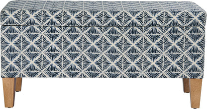 HomePop 36" Decorative Storage Bench - Blue Geometric Pattern