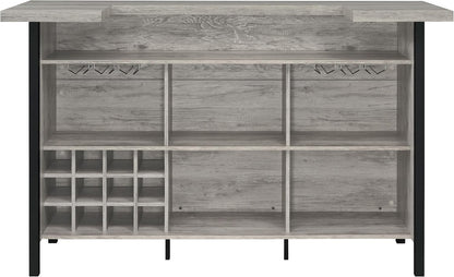 Coaster Home Furnishings - Bellemore - Wood & Metal - Bar Cabinet with Bottle Rack and Stemware Racks with Open Storage - Dining Room & Home Bar - Gray Driftwood - 182105