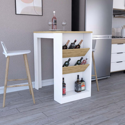 Multicolor Kitchen Island with Shelves and Table Top | Includes two side shelves for bottle display and low shelf for essentials
