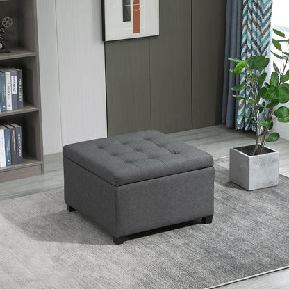 31x26x17inch 450lb Premium Quality Tufted Cotton Storage Ottoman LiftTop Standard Metal Hinge Premium Rubberwood FFor rame Gray