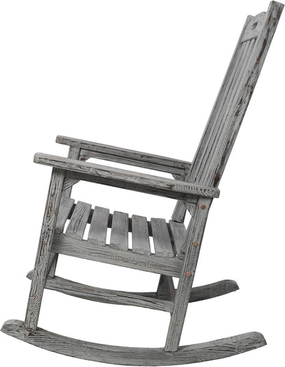 Oversized Wooden Porch Rocker Chair: Classic Fir Wood Design with 21-Inch Wide Seat & High Backrest - Smooth Rocking Motion for Indoor & Outdoor Use - Supports Up to 330 lbs