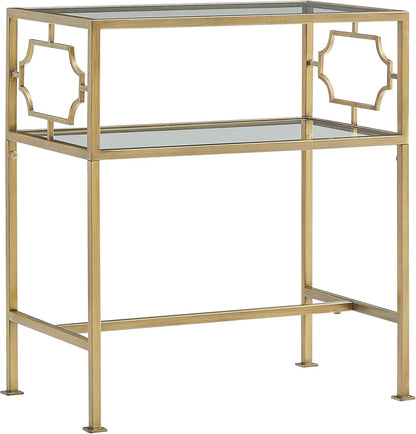 Gretna Rectangular Antique Gold Metal and Glass Accent Table