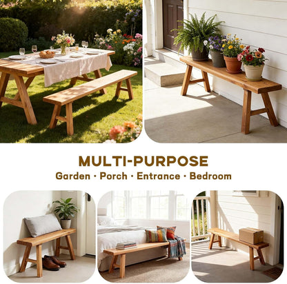 Narrow Entryway Bench Farmhouse Wood End of Bed Bench 20" 32" 39" 47" 55" 63" 71" 79" Sturdy Stable Skinny Long Benchs for Bedroom Hallway Dining Room Porch Easy to Assemble Natural Finish(55")