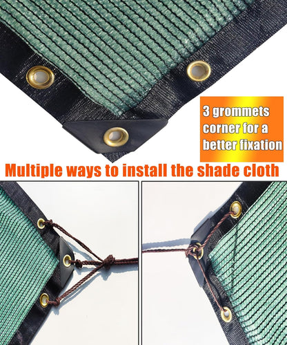 e.share 70% Shade Cloth for Garden, 12 Ft X 12 Ft Sun Shades Outdoor Patio with Grommets for Plant Covers,Porch Screen,Pergola Shade Cover,Greenhouse,Green