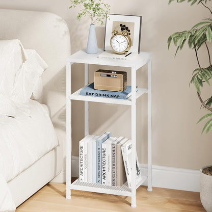 Heybly Small Side Table Set of 2, Tall End Table with Adjustable Shelf, Telephone Table, Nightstand, Accent Table Stand, Small Entryway Table, Bedroom,Living Room, Office,Bathroom, White, HET003WT2